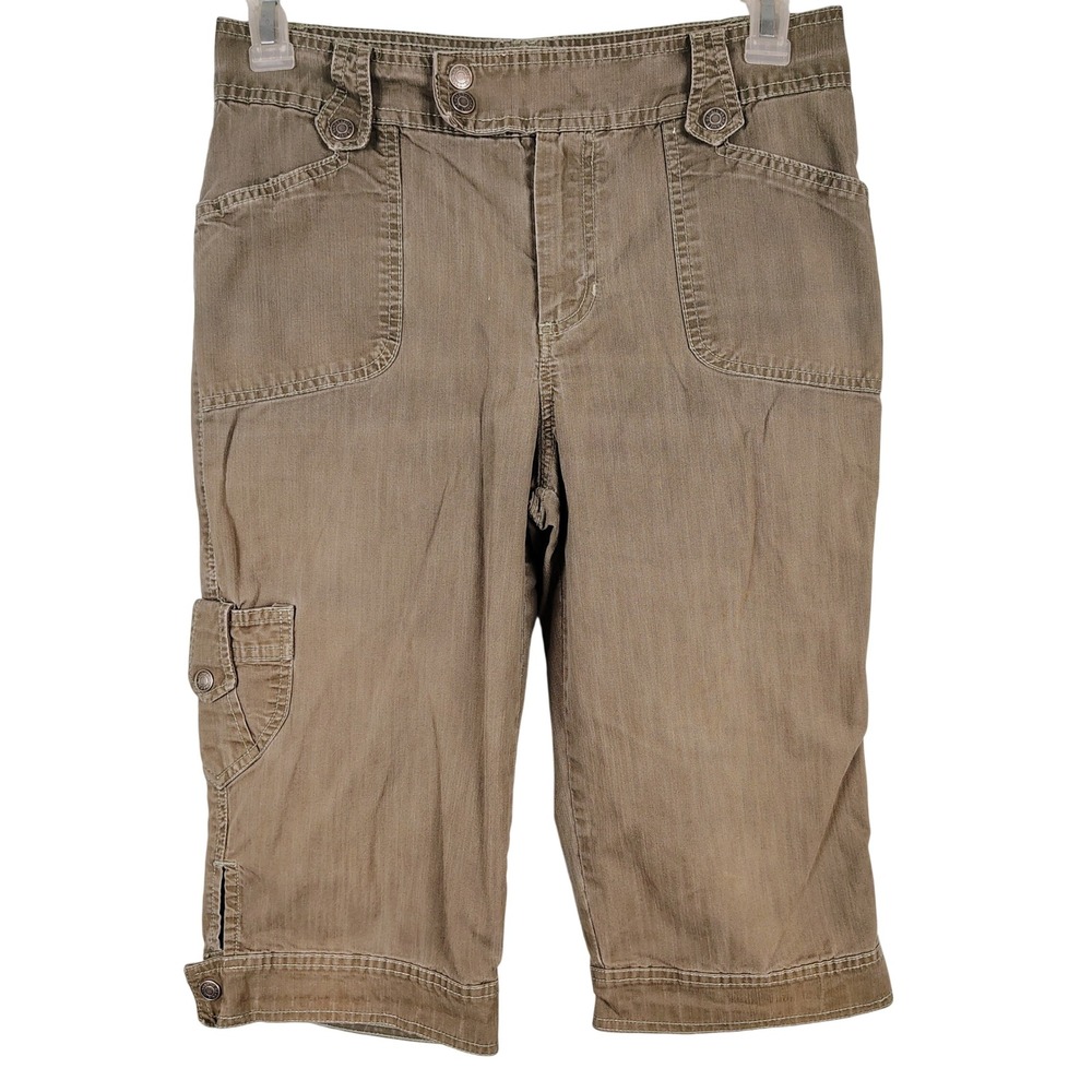 Gloria Vanderbilt Womens SZ 10 Cargo Capri Pants Brown Cotton Utility‎ Gorpcore